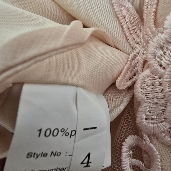 Lace floral peach cold shoulder formal maxi dress with high slit new with tags - Picture 11 of 14